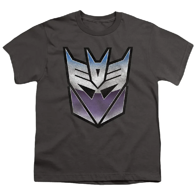 Doorbuster Deal Transformers Kids T-Shirt Blue and Purple Decepticon Charcoal Tee