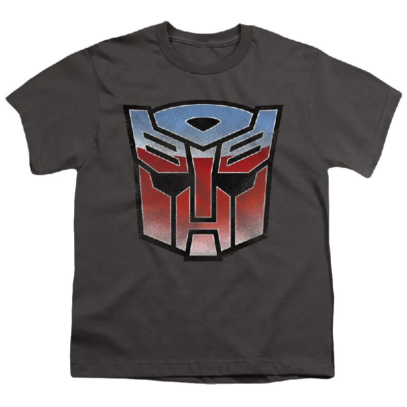 Amazing Deals Transformers Kids T-Shirt Blue and Red Autobot Logo Charcoal Tee