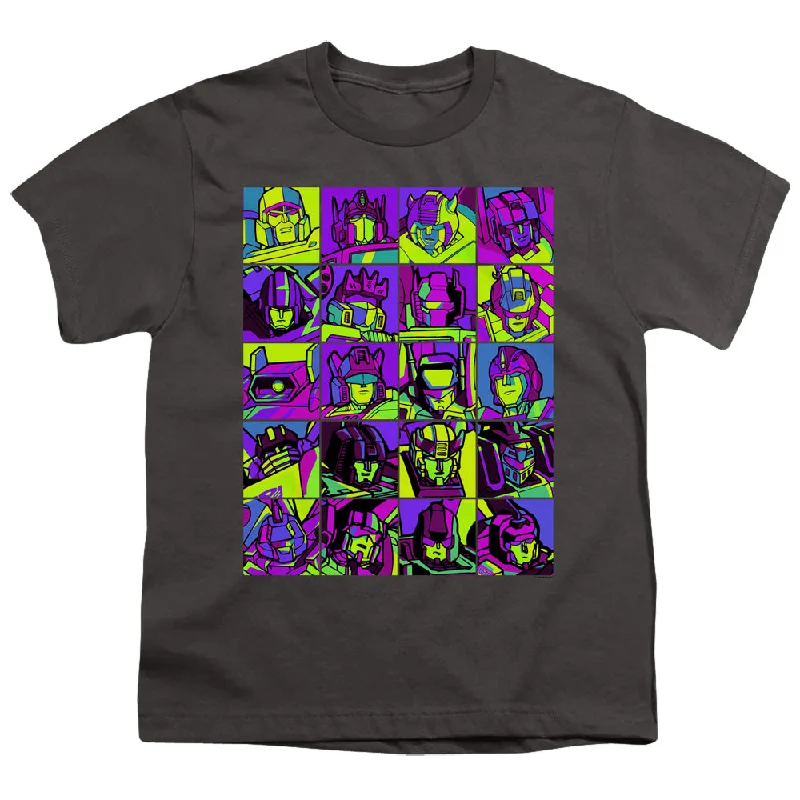 Super Bargain Transformers Kids T-Shirt Character Faces Charcoal Tee