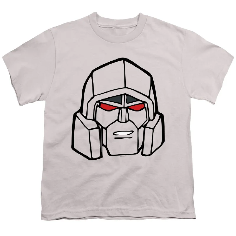 Unmissable Offer Transformers Kids T-Shirt Megatron Face Silver Tee
