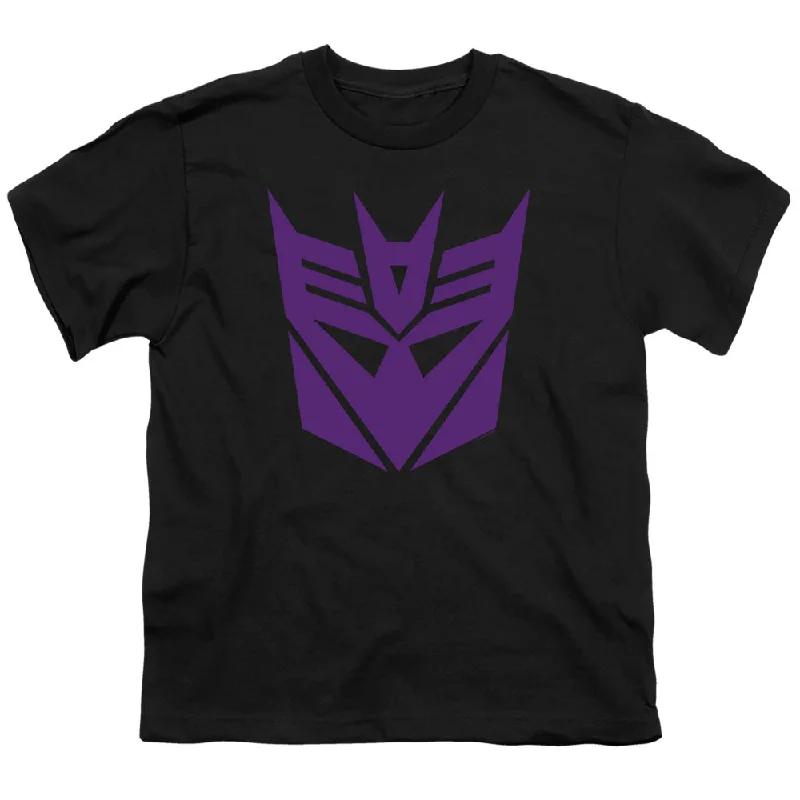 Bargain Blast Transformers Kids T-Shirt Purple Decepticon Logo Black Tee