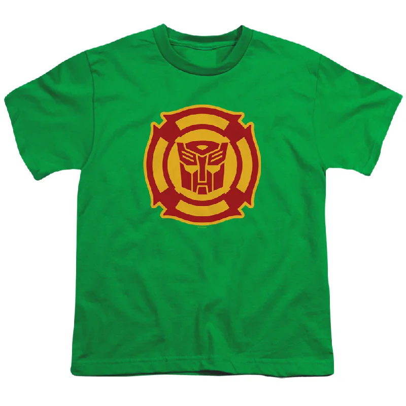 Exclusive Access Transformers Kids T-Shirt Rescue Bots Logo Kelly Tee