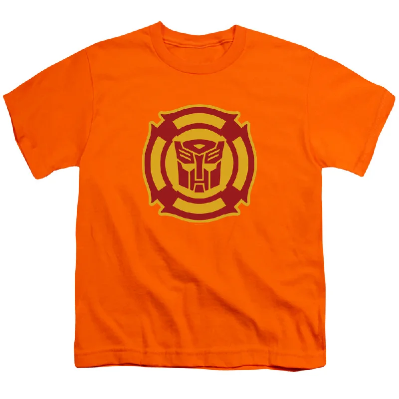 Deal Frenzy Transformers Kids T-Shirt Rescue Bots Logo Orange Tee