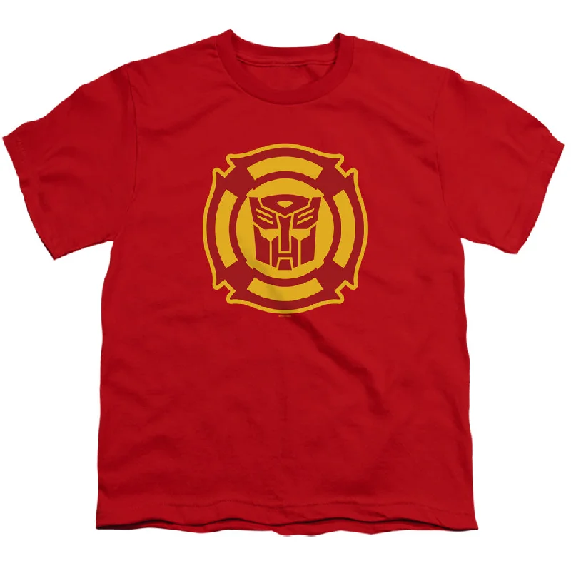 Sneak Peek Sale Transformers Kids T-Shirt Rescue Bots Logo Red Tee