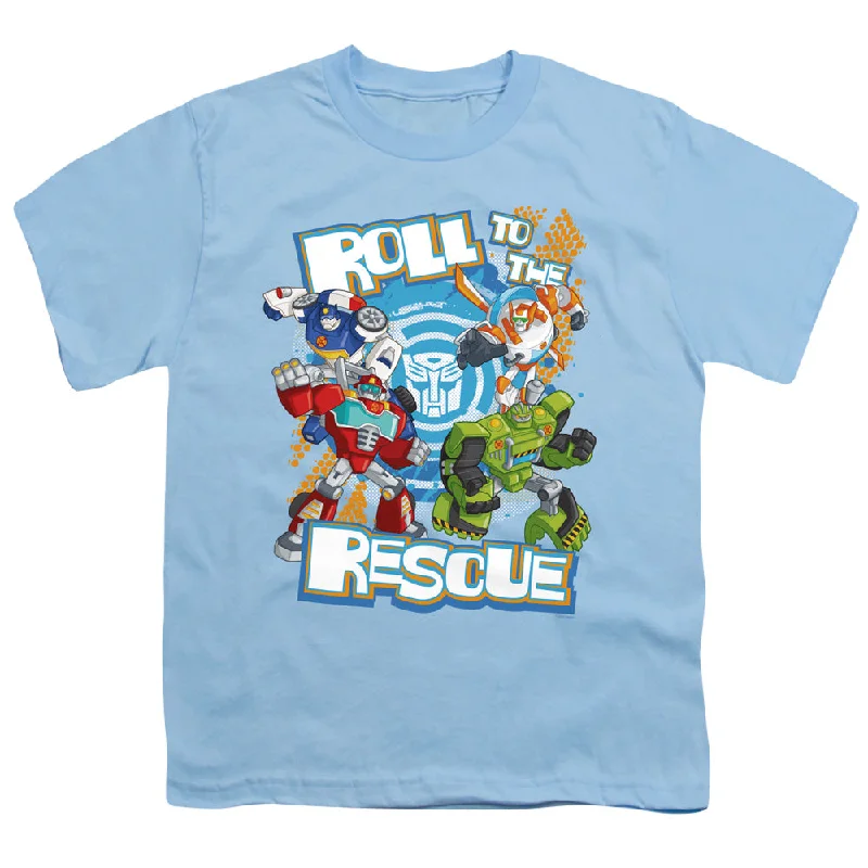 Savings Event Transformers Kids T-Shirt Roll to the Rescue Light Blue Tee
