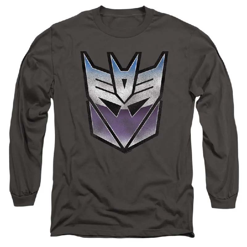 New Markdowns Transformers Long Sleeve Blue and Purple Decepticon Charcoal Tee