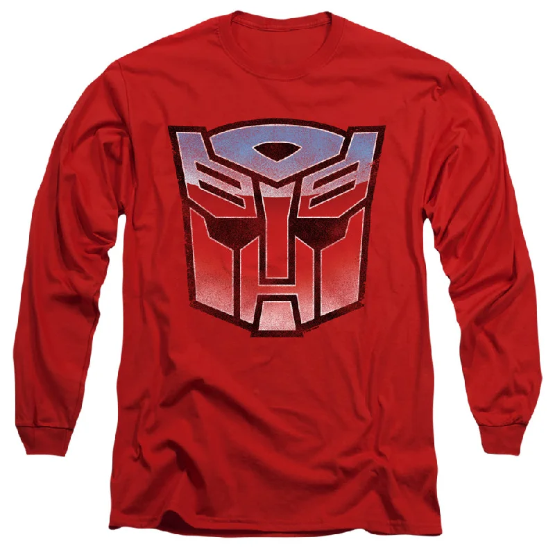 Best Bargains Transformers Long Sleeve T-Shirt Blue and Red Autobot Logo Red Tee