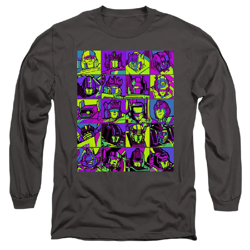 Price Break Transformers Long Sleeve T-Shirt Character Faces Charcoal Tee
