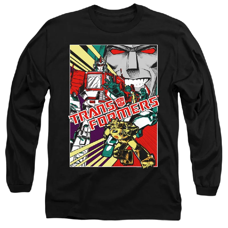 Clearance Event Transformers Long Sleeve T-Shirt Comic Poster Black Tee