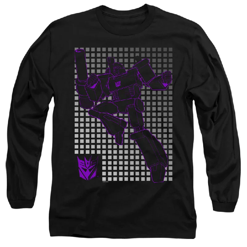 One-DAY Sale Transformers Long Sleeve T-Shirt Megatron Grid Black Tee