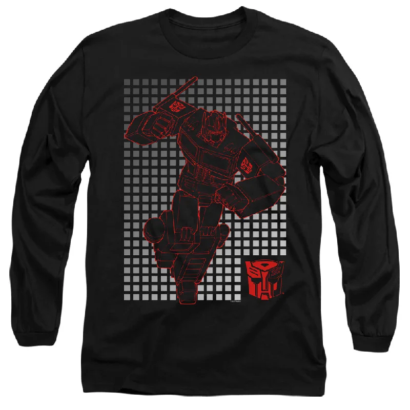 Deal of the Day Transformers Long Sleeve T-Shirt Optimus Prime Grid Black Tee
