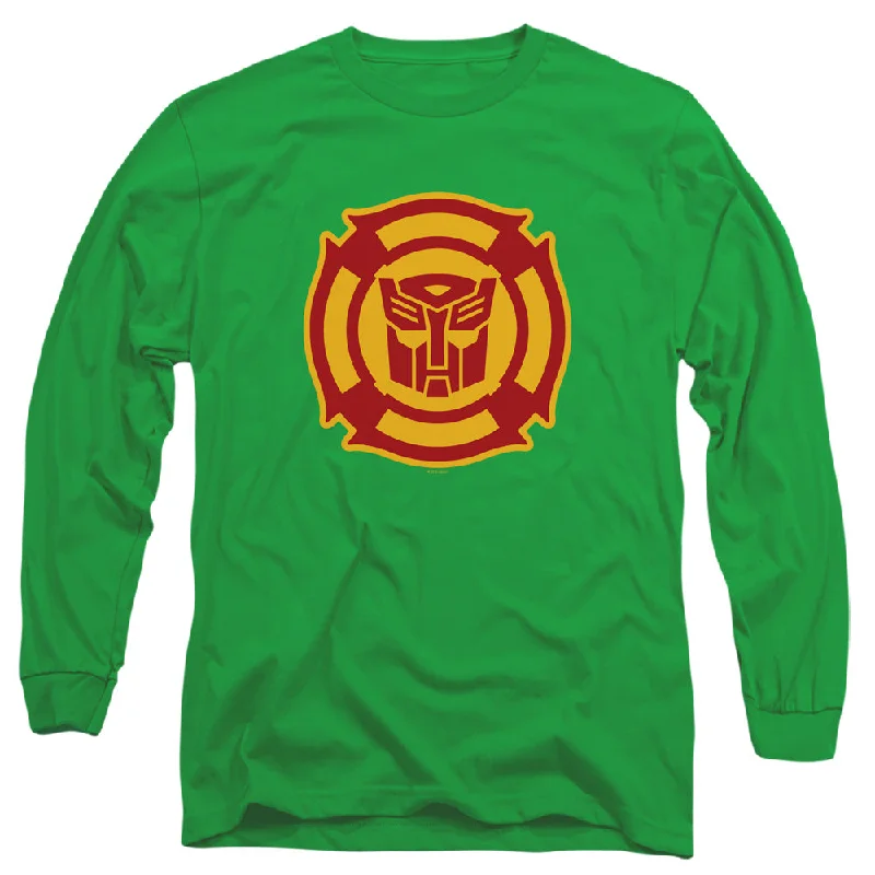 Doorbuster Deal Transformers Long Sleeve T-Shirt Rescue Bots Logo Kelly Tee