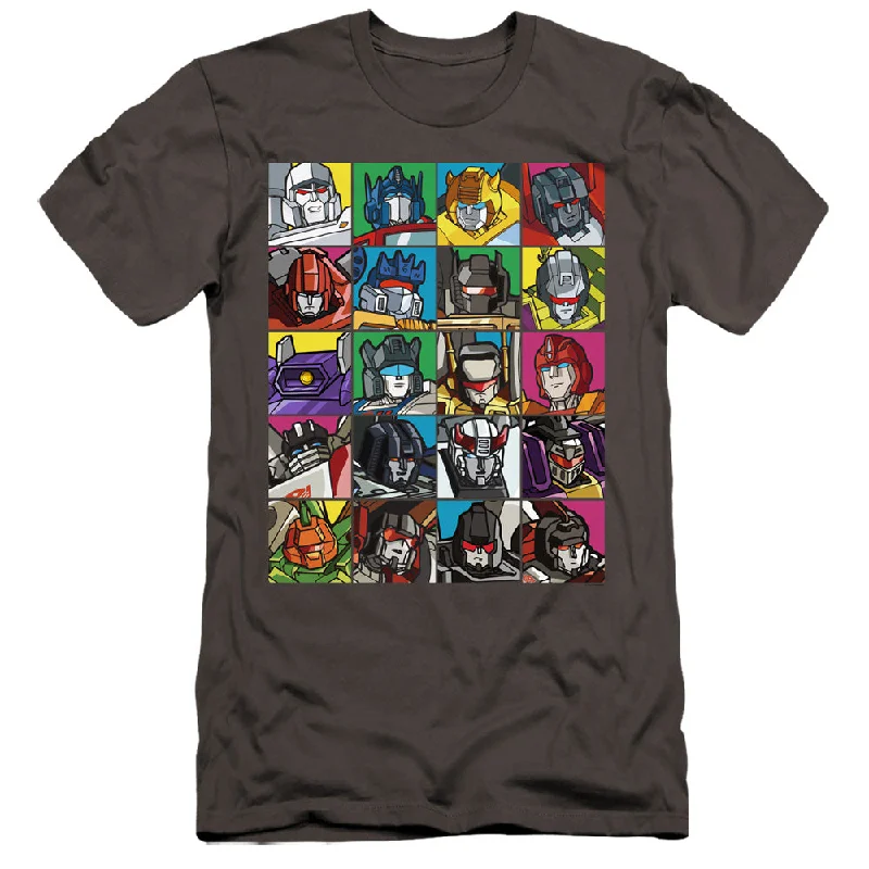 Price Slash Transformers Premium Canvas T-Shirt Character Squares Charcoal