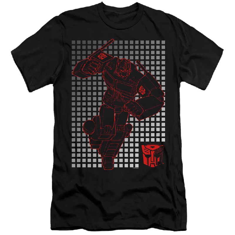 Super Savings Transformers Premium Canvas T-Shirt Optimus Prime Grid Black