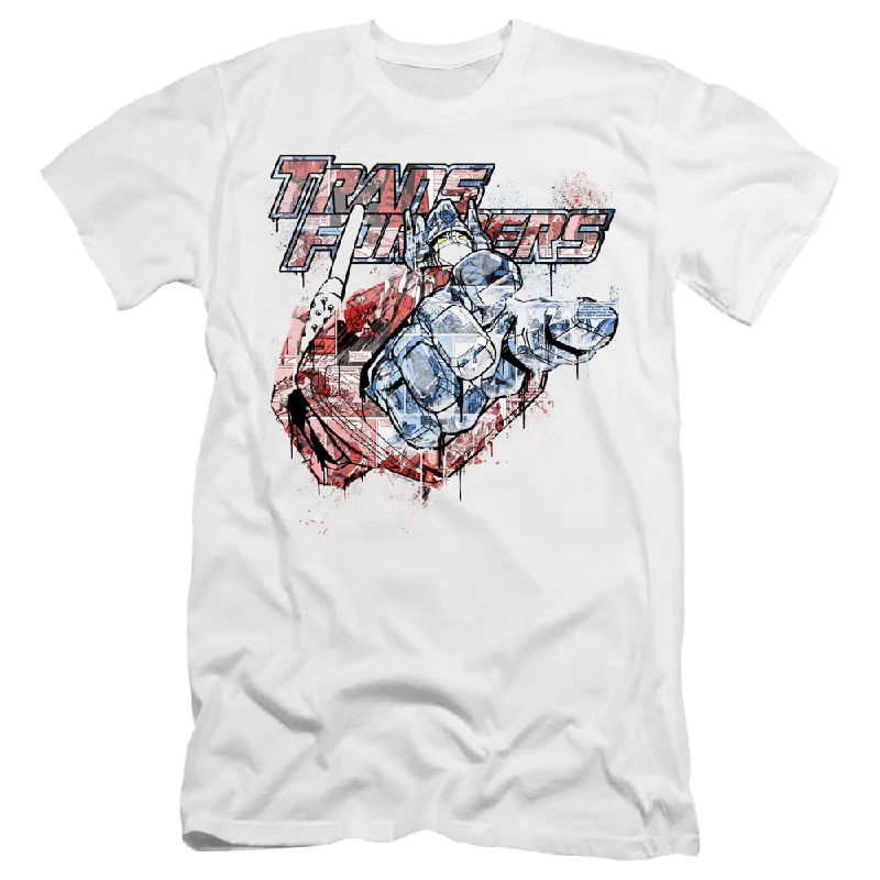 Price Rollback Transformers Premium Canvas T-Shirt Spray Paint White