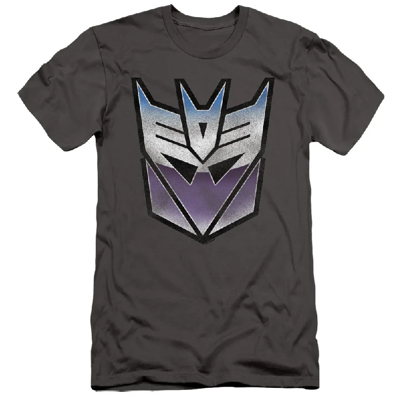 Holiday Sale Transformers Slim Fit T-Shirt Blue and Purple Decepticon Charcoal Tee