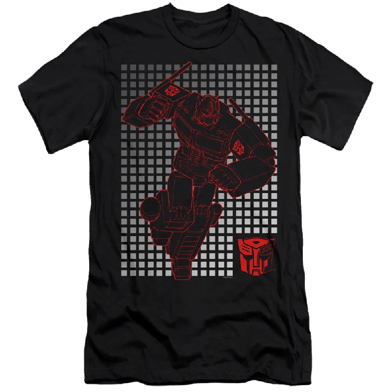 Act Now Transformers Slim Fit T-Shirt Optimus Prime Grid Black Tee