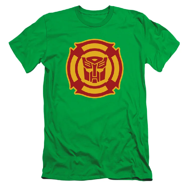 Stock Up and Save Transformers Slim Fit T-Shirt Rescue Bots Logo Kelly Tee