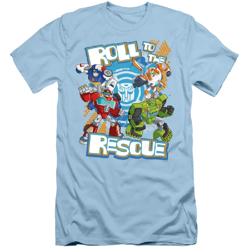 Deal Zone Transformers Slim Fit T-Shirt Roll to the Rescue Light Blue Tee