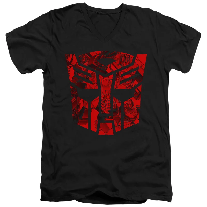 Must-Have Deals Transformers Slim Fit V-Neck T-Shirt Imprinted Autobot Logo Black Tee