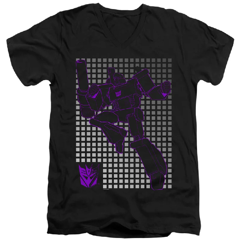 Closeout Transformers Slim Fit V-Neck T-Shirt Megatron Grid Black Tee