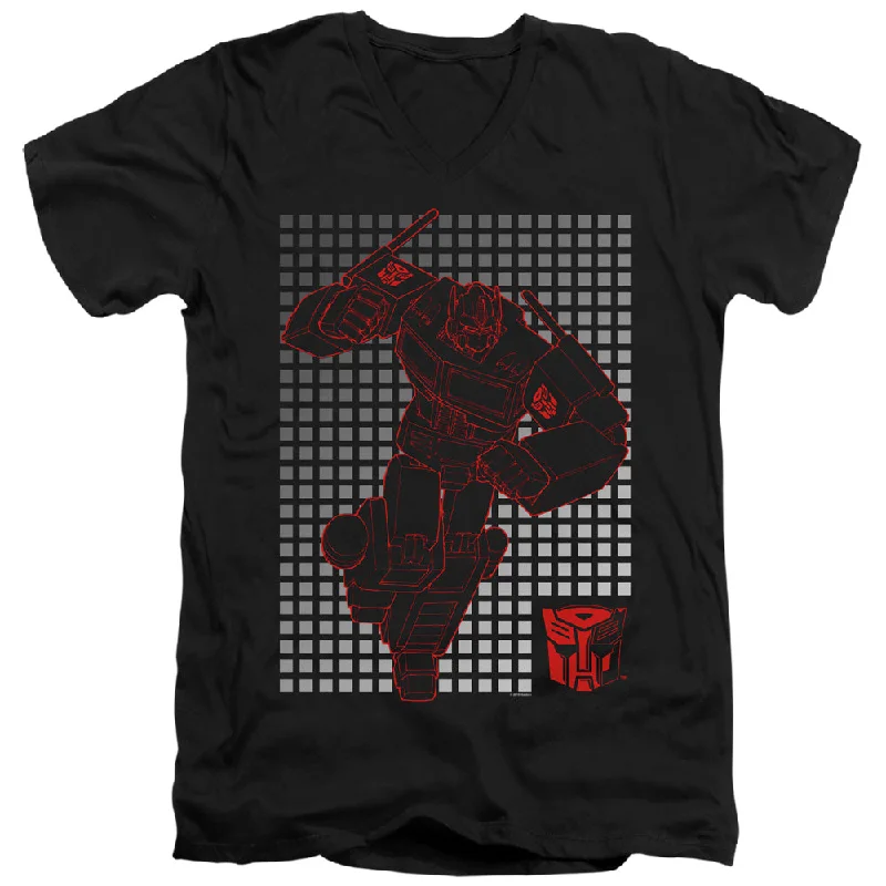 Special Savings Transformers Slim Fit V-Neck T-Shirt Optimus Prime Grid Black Tee