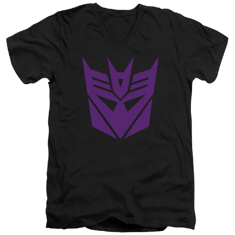 Savings Event Transformers Slim Fit V-Neck T-Shirt Purple Decepticon Logo Black Tee