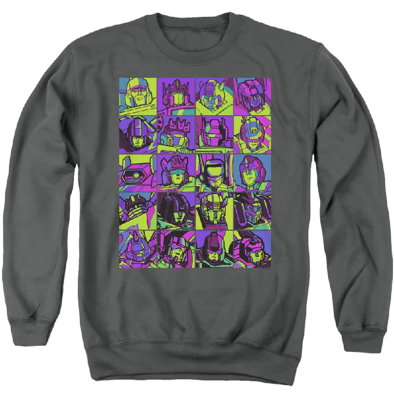 Price Meltdown Transformers Sweatshirt Character Faces Charcoal Pullover
