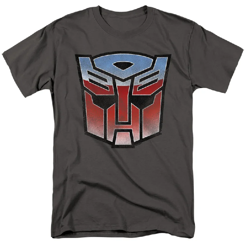 Quick Sale Transformers T-Shirt Blue and Red Autobot Logo Charcoal Tee