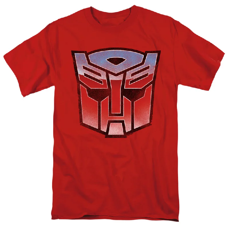 Deal Dash Transformers T-Shirt Blue and Red Autobot Logo Red Tee