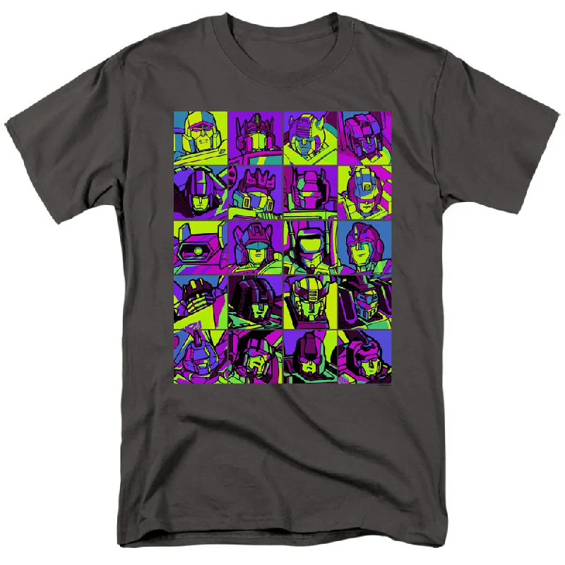 Limited Availability Transformers T-Shirt Character Faces Charcoal Tee