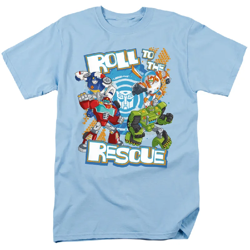 Inventory Reduction Transformers T-Shirt Roll to the Rescue Light Blue Tee