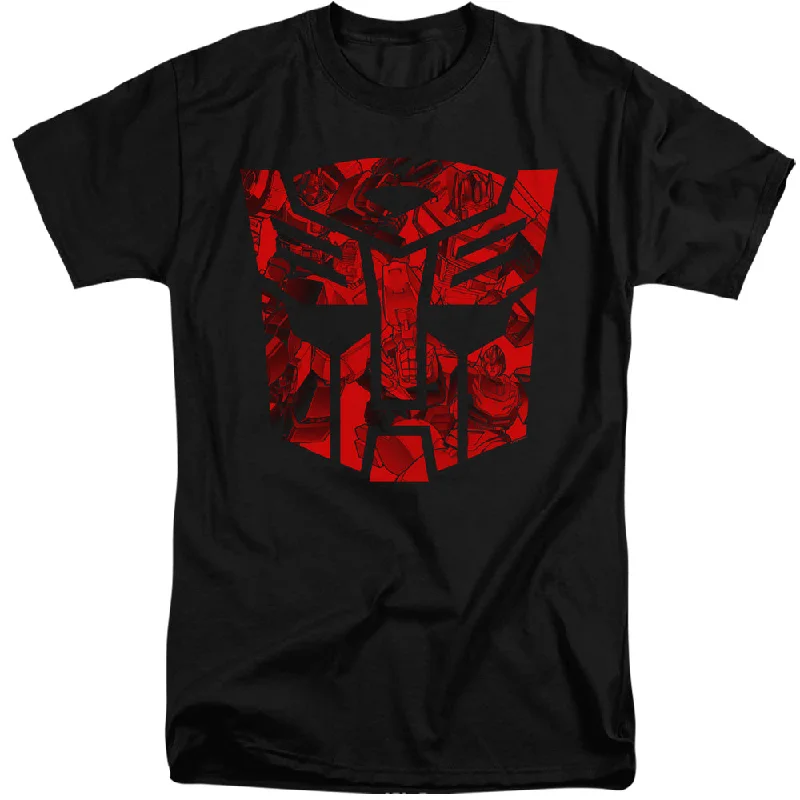 Act Fast Transformers Tall T-Shirt Imprinted Autobot Logo Black Tee