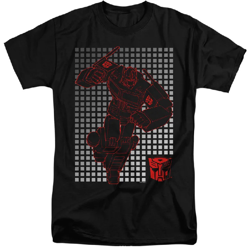 Early Bird Discount Transformers Tall T-Shirt Optimus Prime Grid Black Tee