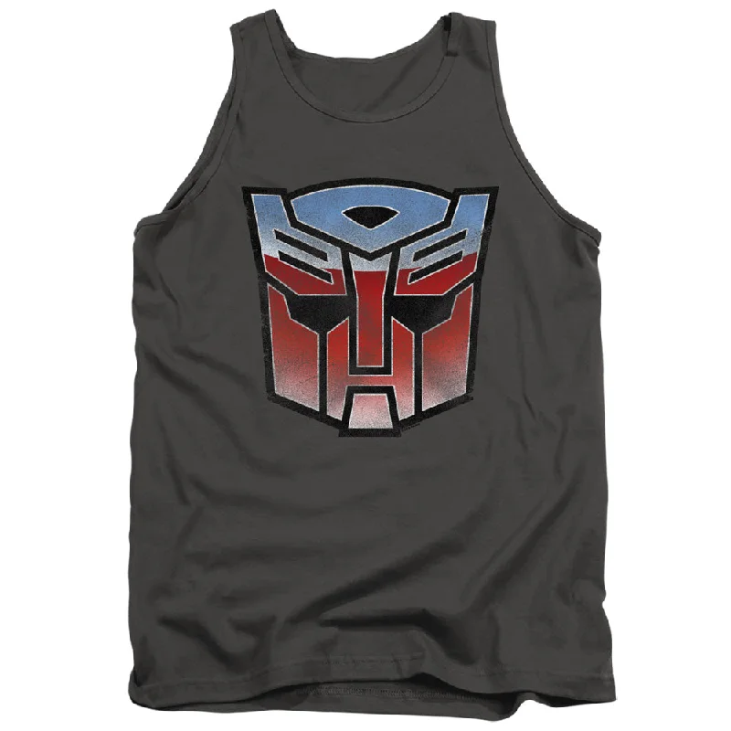 YEAR-End Sale Transformers Tanktop Blue and Red Autobot Logo Charcoal Tank