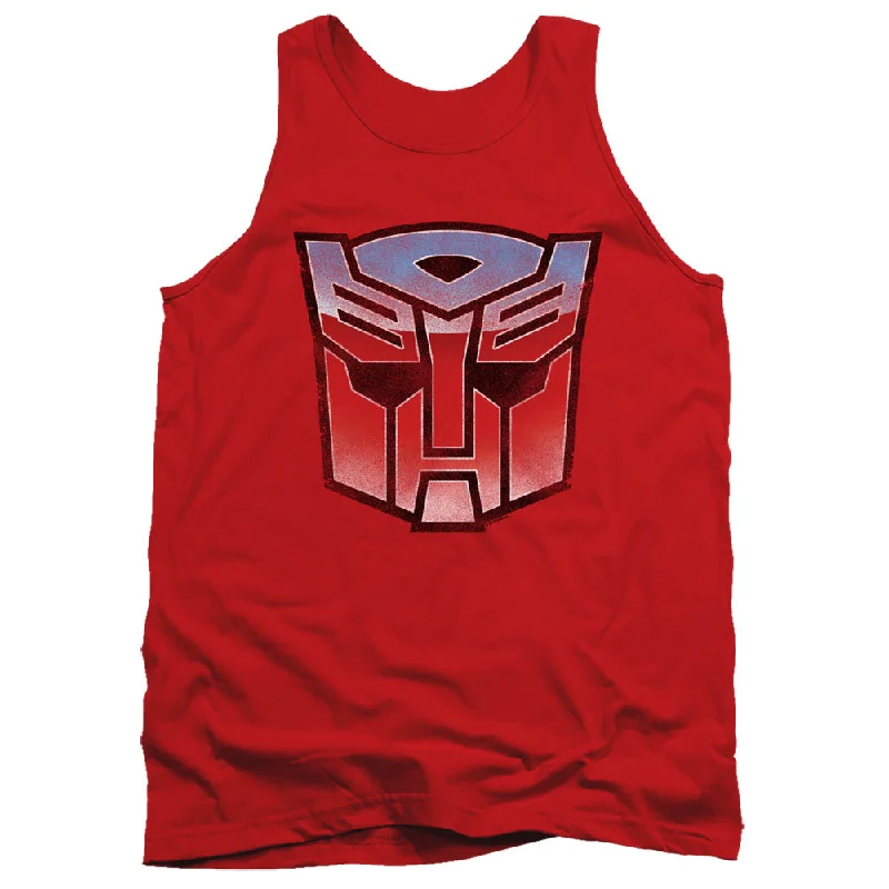 Hurry In Transformers Tanktop Blue and Red Autobot Logo Red Tank