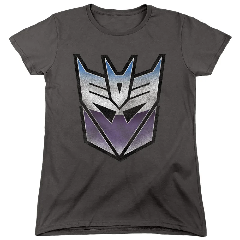Members Only Transformers Womens T-Shirt Blue and Purple Decepticon Charcoal Tee