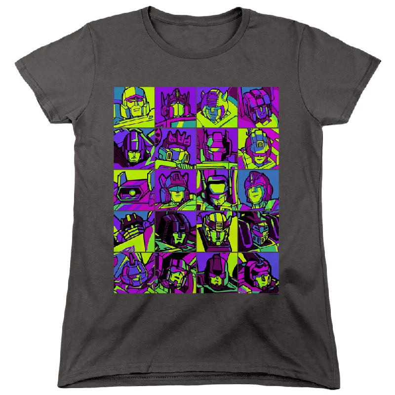 Extra Savings Transformers Womens T-Shirt Character Faces Charcoal Tee