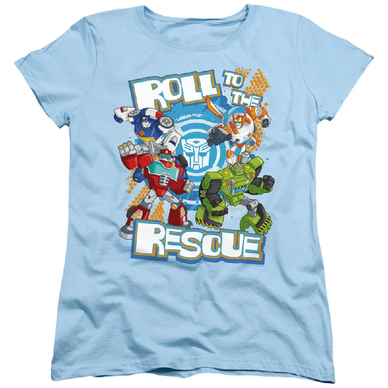 Savings Bonanza Transformers Womens T-Shirt Roll to the Rescue Light Blue Tee