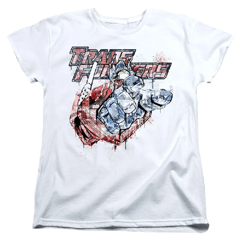 Massive Deals Transformers Womens T-Shirt Spray Paint White Tee