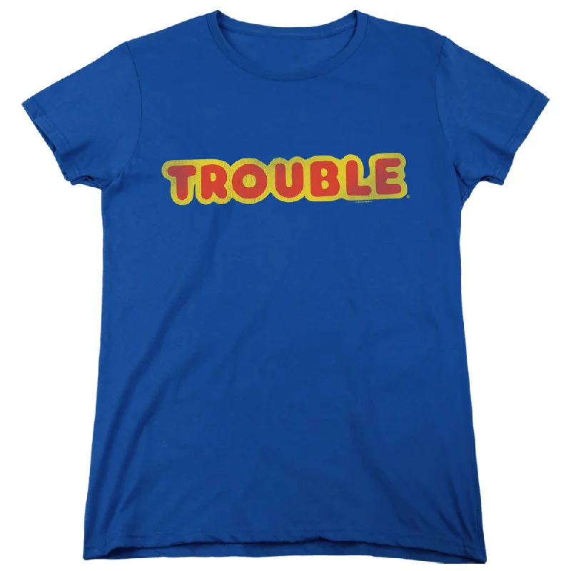 Quick Sale Trouble Womens T-Shirt Vintage Logo Royal Tee