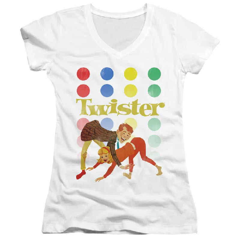 Special Price Twister Juniors V-Neck T-Shirt Old School White Tee