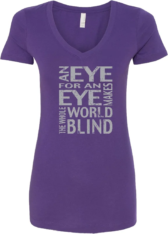 Bonus Savings Womens Yoga T-shirt An Eye for an Eye Blended V-neck