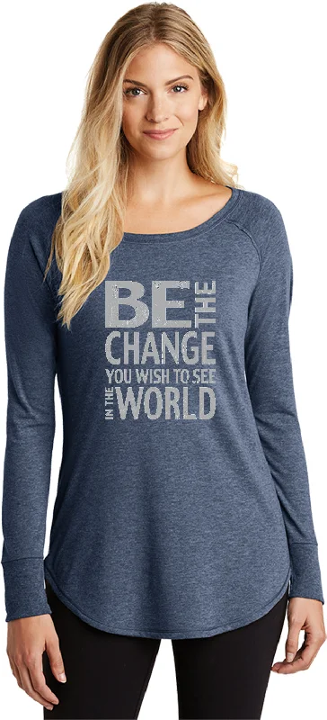 Price Buster Womens Yoga T-shirt Be The Change Long Sleeve Tunic