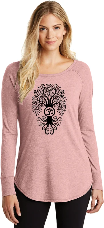 Deal Explosion Womens Yoga T-shirt Black Bodhi Tree Long Sleeve Tunic