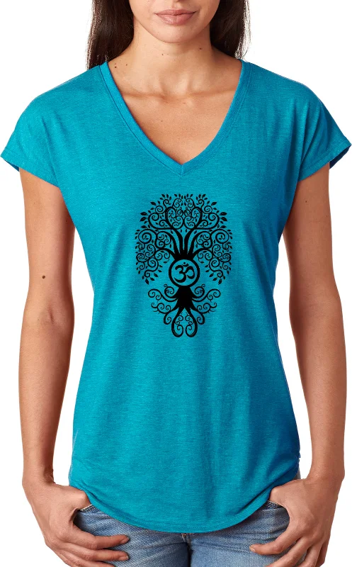 Savings Spectacular Womens Yoga T-shirt Black Bodhi Tree Triblend V-neck