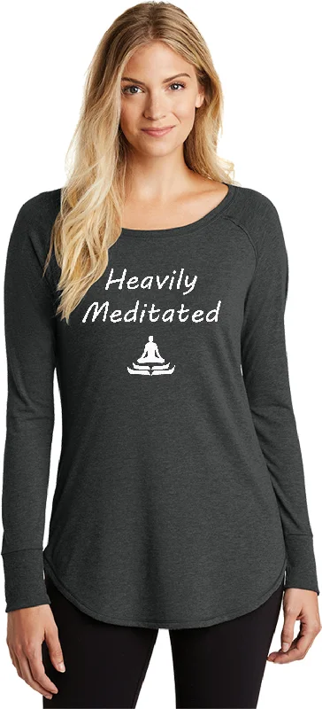 Bargain Blast Womens Yoga T-shirt Heavily Meditated Long Sleeve Tunic