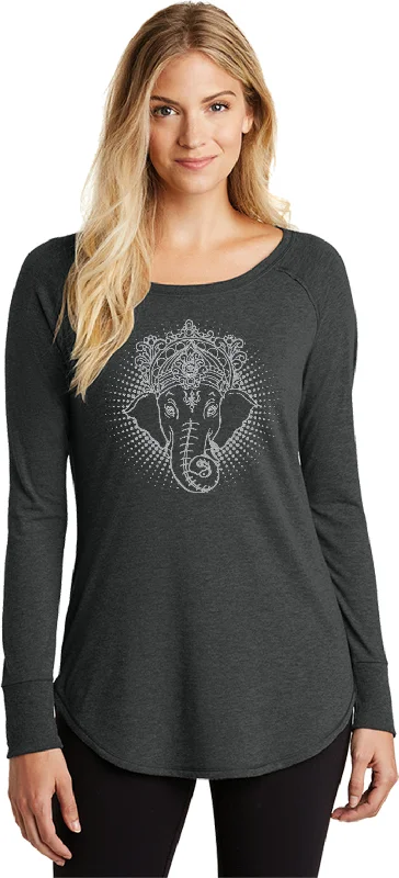 Shop and Save Womens Yoga T-shirt Iconic Ganesha Long Sleeve Tunic