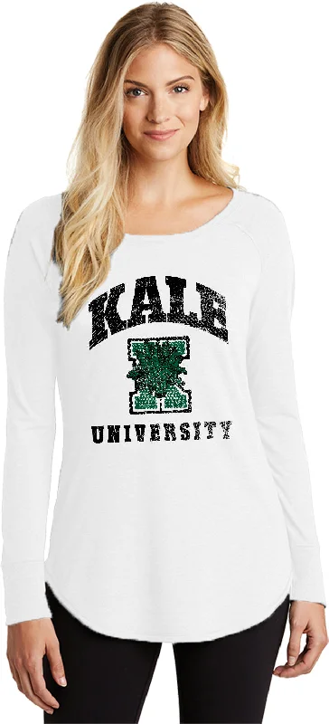 Weekend Flash Sale Womens Yoga T-shirt Kale University Lights Long Sleeve Tunic