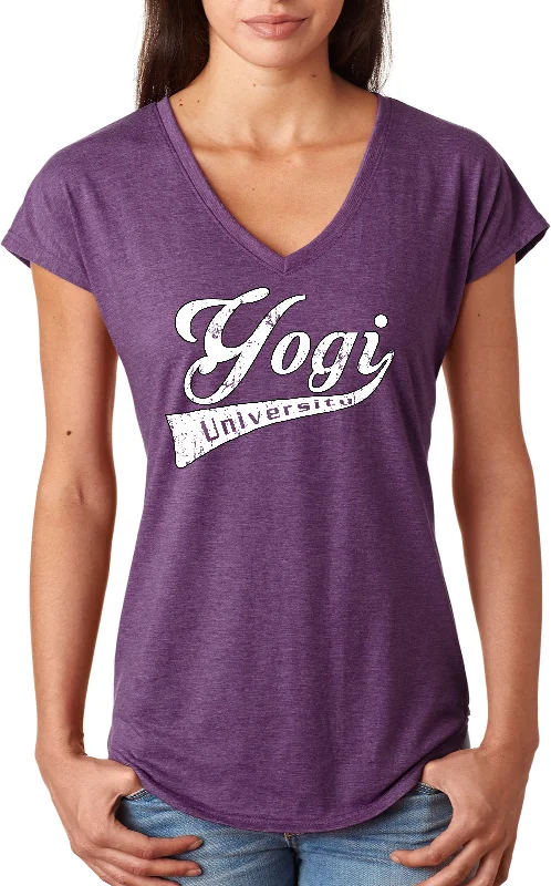 Can't Miss Womens Yoga T-shirt Yogi University Triblend V-neck